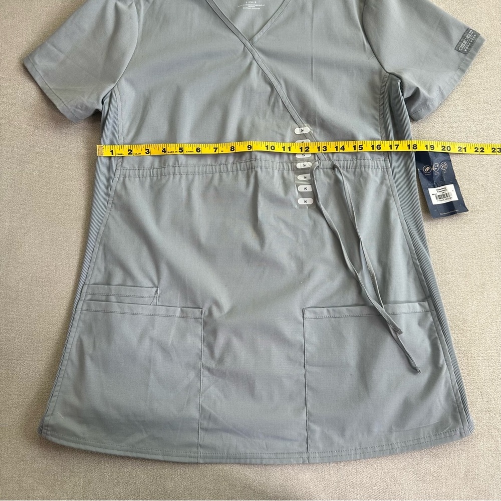 Cherokee Maternity Mock Wrap Scrub Top. Grey. Small. - Picture 6 of 7